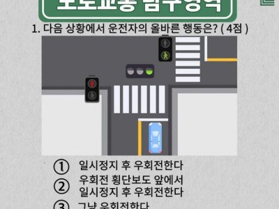 다음 상황에서 운전자의 올바른 행동은?